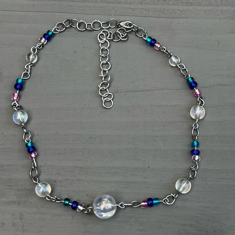 Bisexual pride beaded necklace